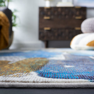 Safavieh Aria Elegant Transitional Area Rug - Durable Power-loomed Design For Timeless Home Décor Appeal Ivory ,Navy Polypropylene Pile Ara110m-3