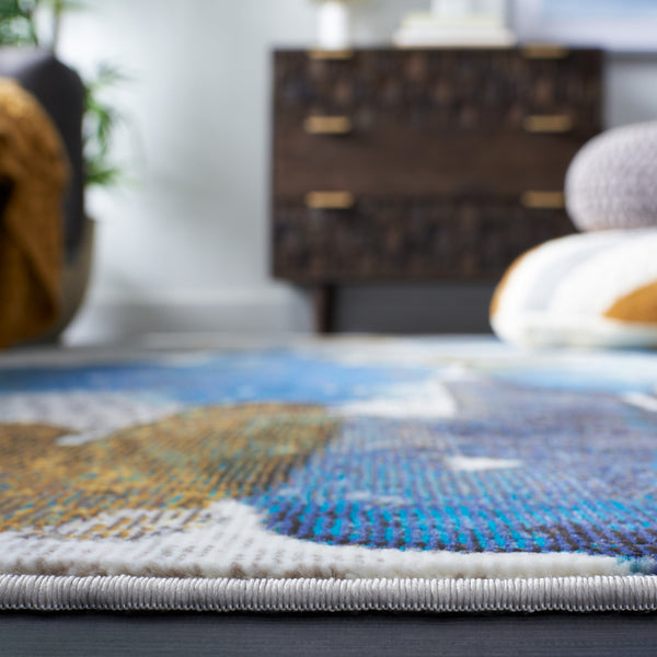 Safavieh Aria Elegant Transitional Area Rug - Durable Power-loomed Design For Timeless Home Décor Appeal Ivory ,Navy Polypropylene Pile Ara110m-3