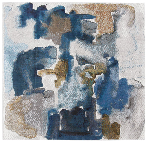 Safavieh Aria Elegant Transitional Area Rug - Durable Power-loomed Design For Timeless Home Décor Appeal Ivory ,Navy Polypropylene Pile Ara110m-3