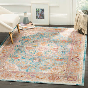 Safavieh Ara120b Vibrant Turkish Transitional Area Rug – Elevate Your Space With Elegance And Comfort Blue ,Orange Polypropylene Pile Ara120b-3