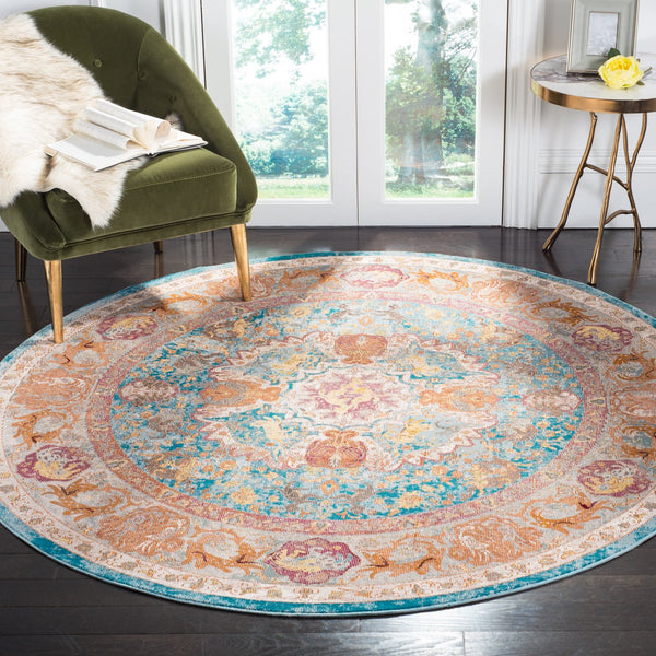 Safavieh Ara120b Vibrant Turkish Transitional Area Rug – Elevate Your Space With Elegance And Comfort Blue ,Orange Polypropylene Pile Ara120b-3