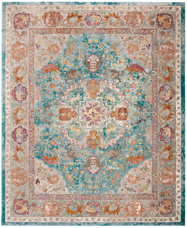 Safavieh Ara120b Vibrant Turkish Transitional Area Rug – Elevate Your Space With Elegance And Comfort Blue ,Orange Polypropylene Pile Ara120b-3