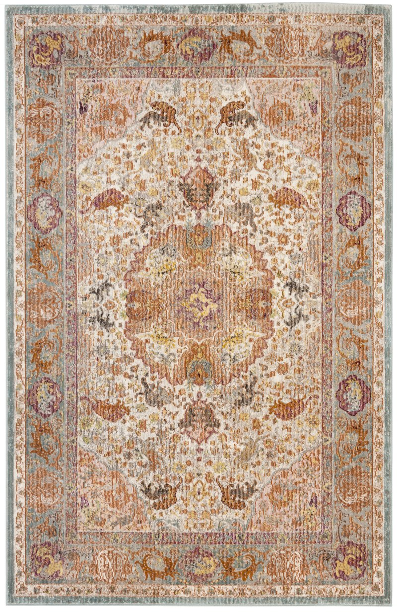 Safavieh Ara120b Vibrant Turkish Transitional Area Rug – Elevate Your Space With Elegance And Comfort Beige ,Orange Polypropylene Pile Ara120e-3