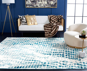 Safavieh Ara121a Modern Elegance Cream And Teal Area Rug - Durable, Stylish, And Perfect For Hallways! Cream ,Teal Polypropylene Pile Ara121a-26