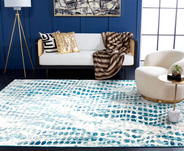 Safavieh Ara121a Modern Elegance Cream And Teal Area Rug - Durable, Stylish, And Perfect For Hallways! Cream ,Teal Polypropylene Pile Ara121a-26