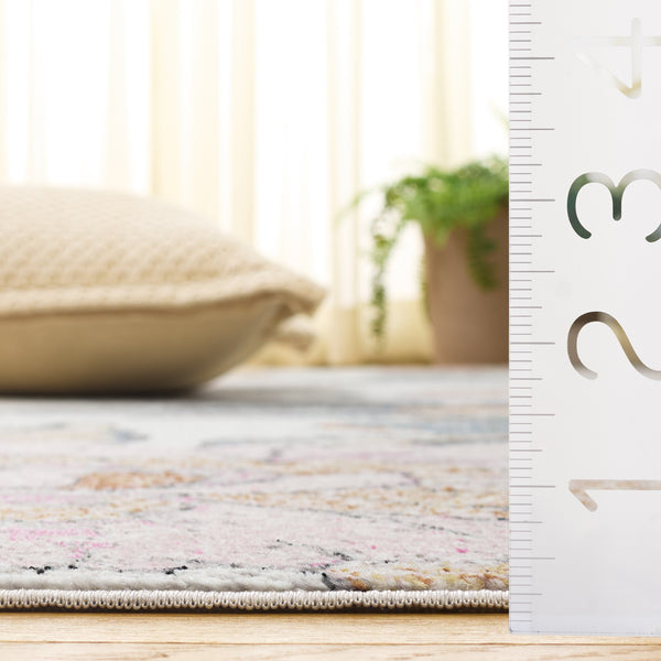 Safavieh Aria Floral Grey Pink Area Rug — Low-Profile Power-Loomed Turkish Blend For Durable Stylish Rooms 5'-0" x 6'-7" ARA123F-5