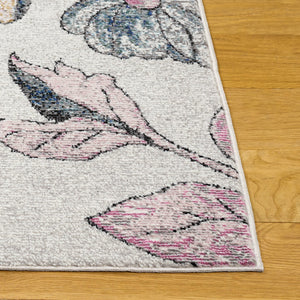 Safavieh Aria Floral Grey Pink Area Rug — Low-Profile Power-Loomed Turkish Blend For Durable Stylish Rooms 5'-0" x 6'-7" ARA123F-5
