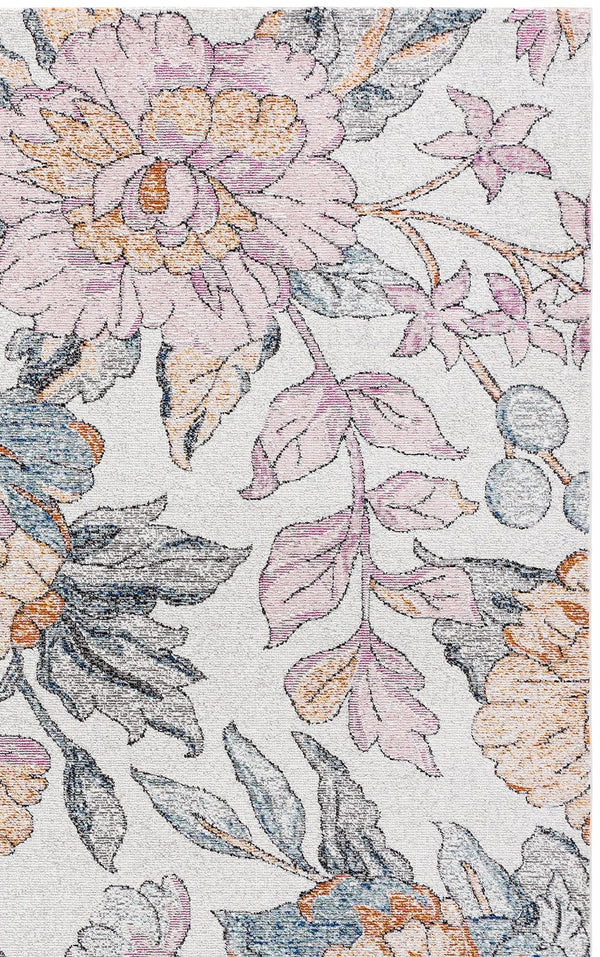 Safavieh Aria Floral Grey Pink Area Rug — Low-Profile Power-Loomed Turkish Blend For Durable Stylish Rooms 5'-0" x 6'-7" ARA123F-5