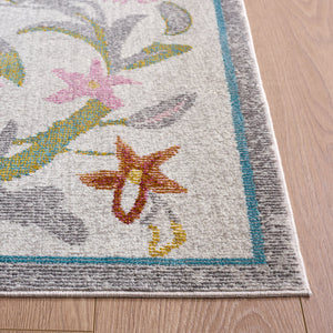 Safavieh Aria Ivory And Grey Floral Area Rug — Power‑Loomed Durability, Low‑Profile 1/4" Pile, Stain‑Resistant Elegance 8'-0" x 10'-0" ARA124A-8
