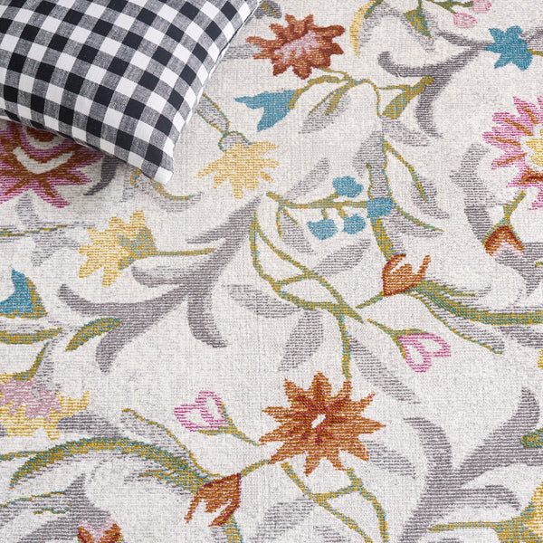 Safavieh Aria Ivory And Grey Floral Area Rug — Power‑Loomed Durability, Low‑Profile 1/4" Pile, Stain‑Resistant Elegance 8'-0" x 10'-0" ARA124A-8