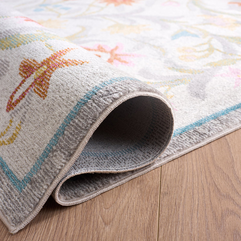 Safavieh Aria Ivory And Grey Floral Area Rug — Power‑Loomed Durability, Low‑Profile 1/4" Pile, Stain‑Resistant Elegance 8'-0" x 10'-0" ARA124A-8