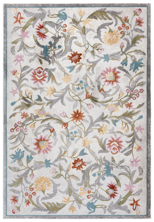 Safavieh Aria Ivory And Grey Floral Area Rug — Power‑Loomed Durability, Low‑Profile 1/4" Pile, Stain‑Resistant Elegance 8'-0" x 10'-0" ARA124A-8