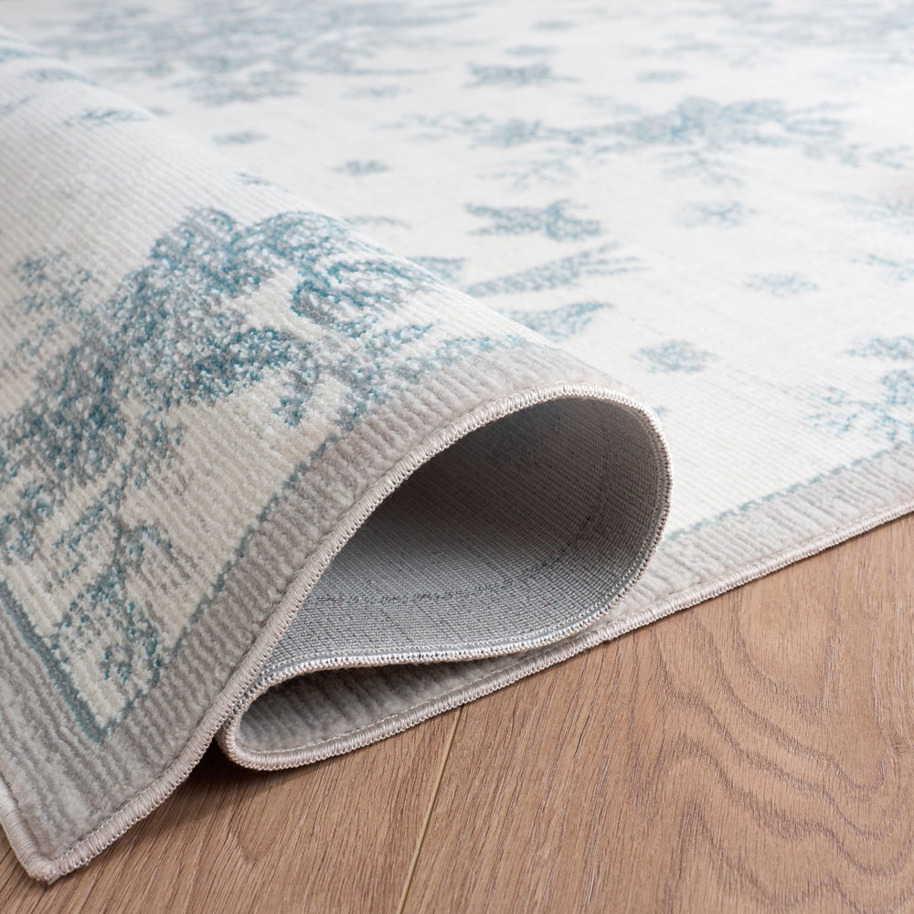 Safavieh Aria Floral Ivory Grey Area Rug — Low-Profile Power-Loomed Turkish Weave, Durable Soft Care 5'-0" x 6'-7" ARA125A-5