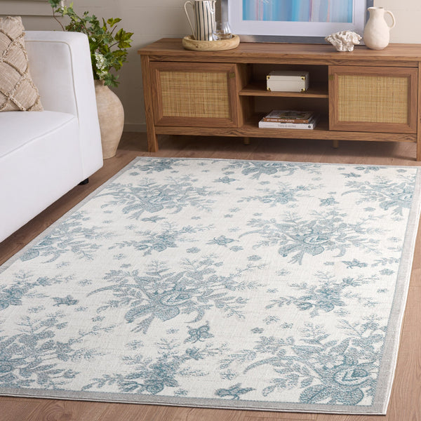 Safavieh Aria Floral Ivory Grey Area Rug — Low-Profile Power-Loomed Turkish Weave, Durable Soft Care 5'-0" x 6'-7" ARA125A-5