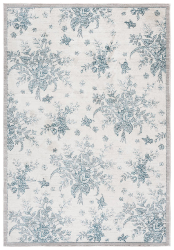 Safavieh Aria Floral Ivory Grey Area Rug — Low-Profile Power-Loomed Turkish Weave, Durable Soft Care 5'-0" x 6'-7" ARA125A-5