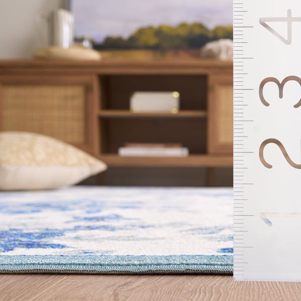 Safavieh Aria Ivory And Blue Transitional Turkish Floral Rug, Low Pile Power‑Loomed Durability For Living Areas 8'-0" x 10'-0" ARA125B-8