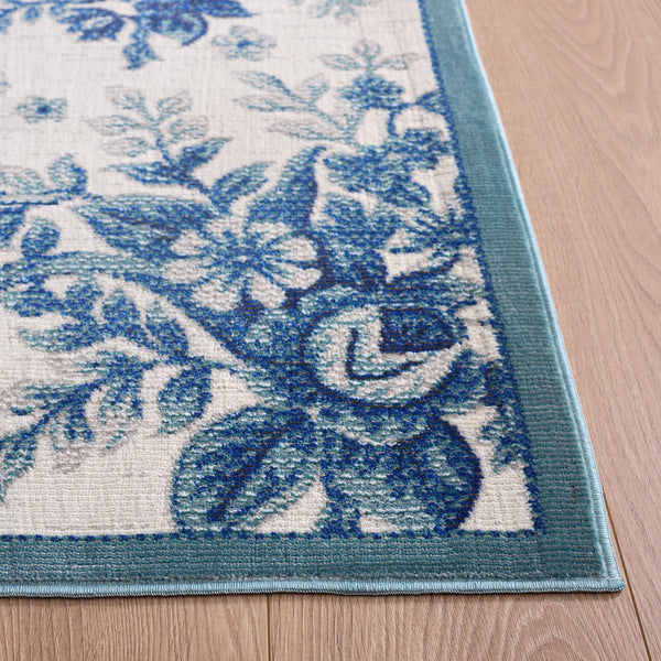 Safavieh Aria Ivory And Blue Floral Area Rug — Low-Profile Power-Loomed Turkish Design, Durable Softlux Finish 5'-0" x 6'-7" ARA125B-5