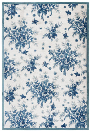 Safavieh Aria Ivory And Blue Transitional Turkish Floral Rug, Low Pile Power‑Loomed Durability For Living Areas 8'-0" x 10'-0" ARA125B-8