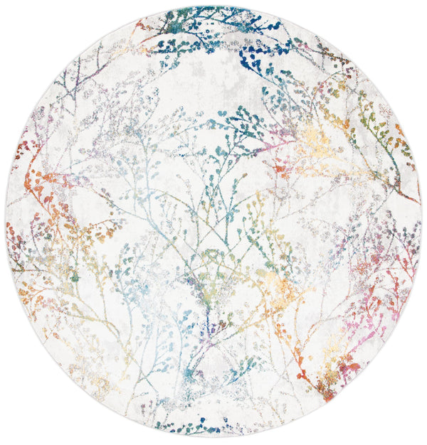 Safavieh Aria Transitional Area Rug - Elegant Botanical Design In Ivory And Blue For Stunning Home Decor Ivory ,Blue Polypropylene Pile Ara132a-5sq