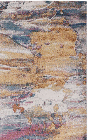 Safavieh Aria Ivory And Blue Area Rug — Low-Profile Turkish Power Loomed Accent Rug, Stain-Resistant Durable Finish 4'-0" x 6'-0" ARA136A-4