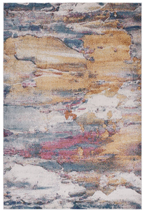Safavieh Aria Ivory Blue Area Rug Power-Loomed In Turkey | Low-Profile 1/4" Pile, Durable Stain-Resistant Finish 8'-0" x 10'-0" ARA136A-8