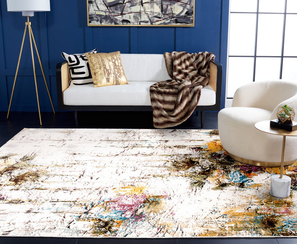 Safavieh Ara167a Transitional Area Rug – Sophisticated Abstract Design In Cream, Olive, And Gold Hues Cream ,Olive Polypropylene Pile Ara167a-8sq