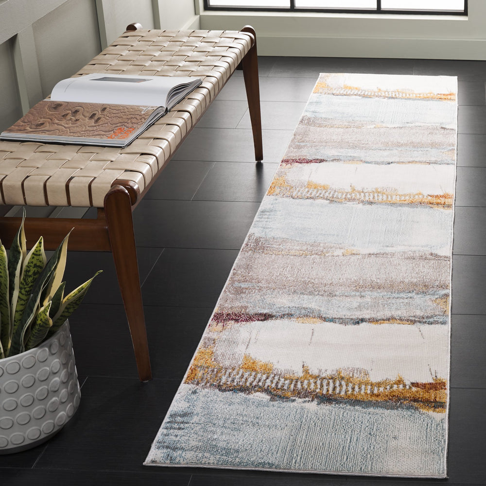 Safavieh Aria Artistic Charm Area Rug – Elegant Transitional Design In Soft Hues For Any Room Decor Ivory ,Light Blue Polypropylene Pile Ara190m-3