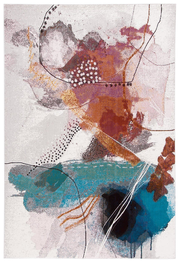 Safavieh Aria Elegant Area Rug For Modern Living - Durable, Soft, Easy-care Design Perfect For Any Room Ivory ,Red Polypropylene Pile Ara193q-3