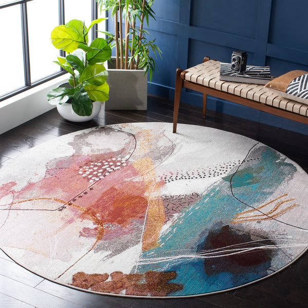 Safavieh Aria Elegant Area Rug For Modern Living - Durable, Soft, Easy-care Design Perfect For Any Room Ivory ,Red Polypropylene Pile Ara193q-3