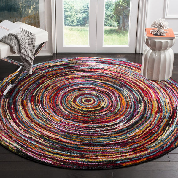 Safavieh Aruba Round Area Rug — Colorful Power-Loomed Abstract Design, Low-Pile Durable Polypropylene Accent 3'-0" x 3'-0" ARB500M-3R
