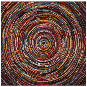 Safavieh Aruba Round Area Rug — Colorful Power-Loomed Abstract Design, Low-Pile Durable Polypropylene Accent 3'-0" x 3'-0" ARB500M-3R
