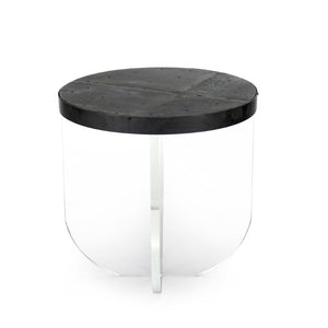 Zentique Cameron Clear Acrylic End Table with Recycled Metal Base — Modern Minimalist, Compact & Durable ARC-1006