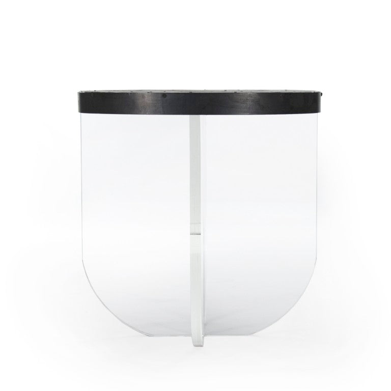 Zentique Cameron Clear Acrylic End Table with Recycled Metal Base — Modern Minimalist, Compact & Durable ARC-1006