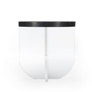 Zentique Cameron Clear Acrylic End Table with Recycled Metal Base — Modern Minimalist, Compact & Durable ARC-1006