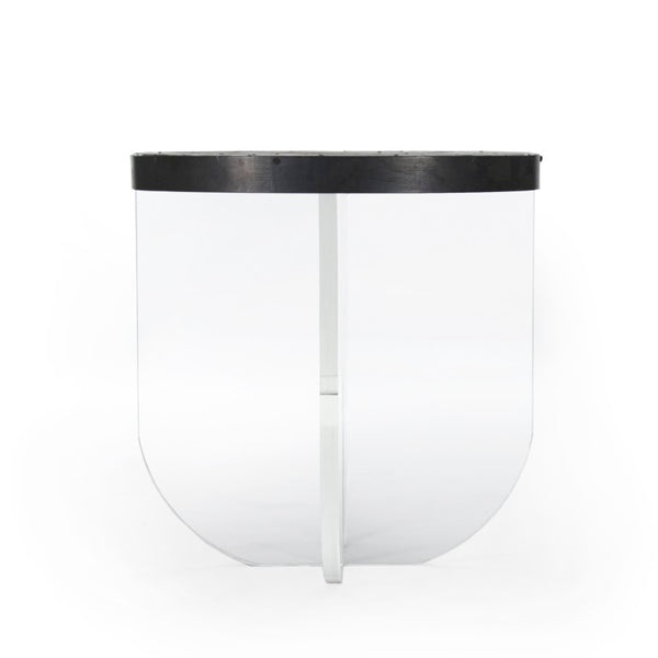 Zentique Cameron Clear Acrylic End Table with Recycled Metal Base — Modern Minimalist, Compact & Durable ARC-1006