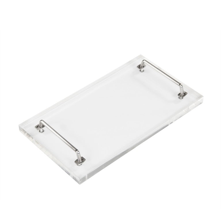 Zentique John Acrylic Serving Board — Clear Acrylic Charcuterie & Cheese Platter with Nickel Accent, 18x10in, Durable USA Crafted ARC- Sboard 10x18x1