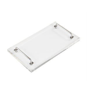 Zentique John Acrylic Serving Board — Clear Acrylic Charcuterie & Cheese Platter with Nickel Accent, 18x10in, Durable USA Crafted ARC- Sboard 10x18x1