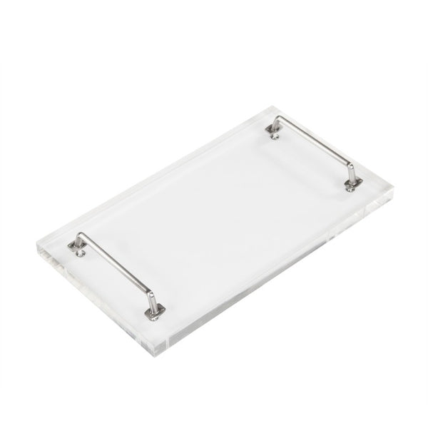 Zentique John Acrylic Serving Board — Clear Acrylic Charcuterie & Cheese Platter with Nickel Accent, 18x10in, Durable USA Crafted ARC- Sboard 10x18x1