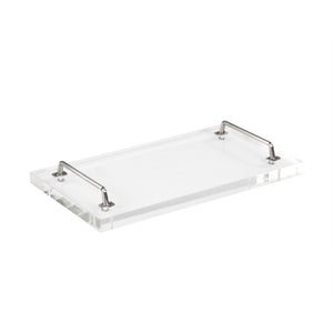 Zentique John Acrylic Serving Board — Clear Acrylic Charcuterie & Cheese Platter with Nickel Accent, 18x10in, Durable USA Crafted ARC- Sboard 10x18x1