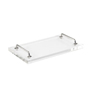 Zentique John Acrylic Serving Board - Modern Entertaining Essential With Chic Design For Cheese & Charcuterie Clear Acrylic,Nickel Hardware Acrylic,Nickel Arc- Sboard 10x18x1