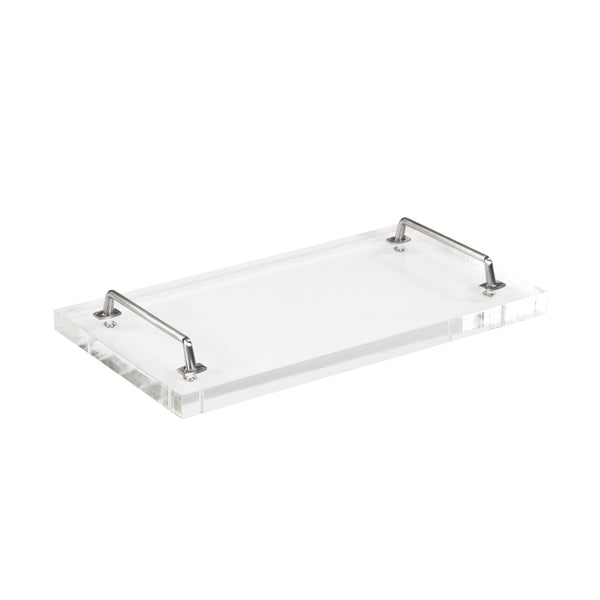 Zentique John Acrylic Serving Board - Modern Entertaining Essential With Chic Design For Cheese & Charcuterie Clear Acrylic,Nickel Hardware Acrylic,Nickel Arc- Sboard 10x18x1