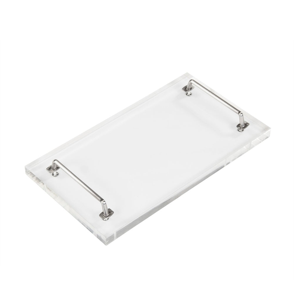 Zentique John Acrylic Serving Board - Modern Entertaining Essential With Chic Design For Cheese & Charcuterie Clear Acrylic,Nickel Hardware Acrylic,Nickel Arc- Sboard 10x18x1