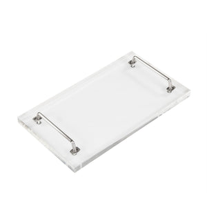 Zentique John Acrylic Serving Board - Modern Entertaining Essential With Chic Design For Cheese & Charcuterie Clear Acrylic,Nickel Hardware Acrylic,Nickel Arc- Sboard 10x18x1