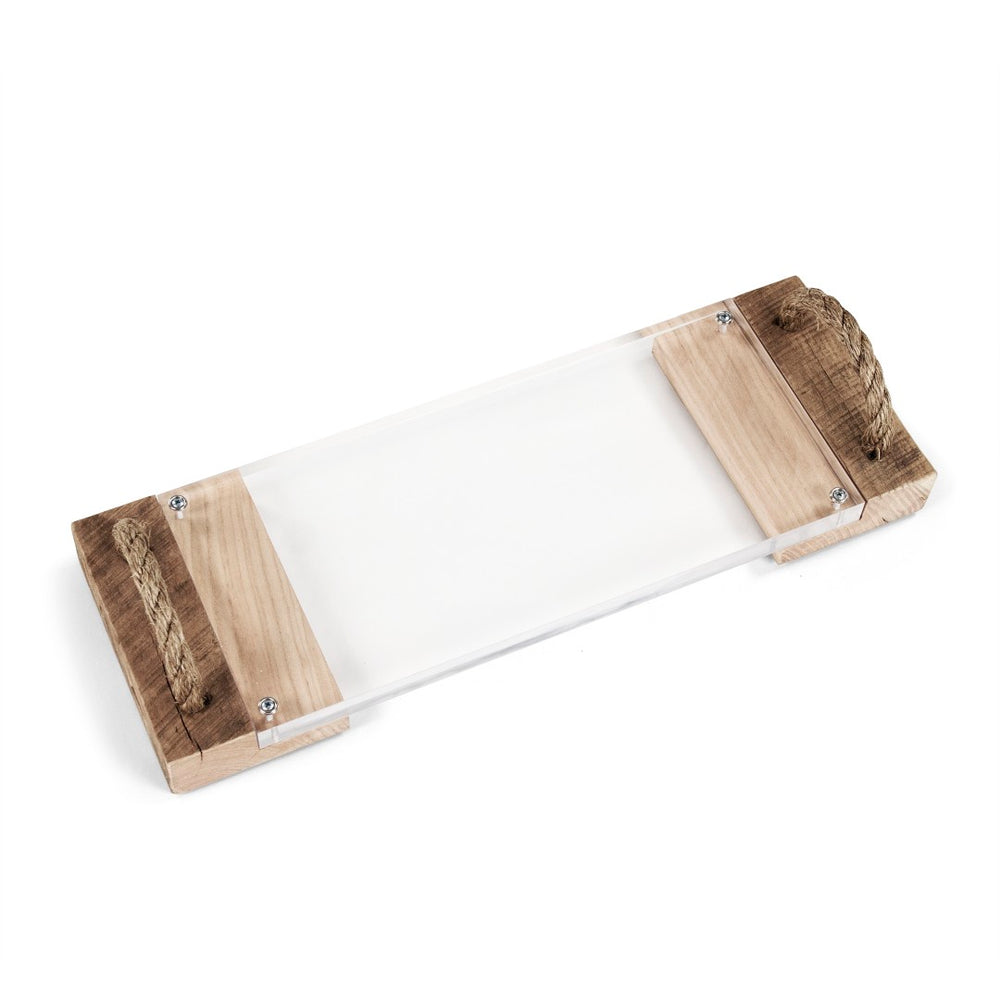 Zentique Matthew Acrylic Serving Board - Modern Elegance For Entertaining, Perfect For Charcuterie & Appetizers Clear Acrylic,Nickel Hardware Acrylic,Wood Arc- Sboard 23x8