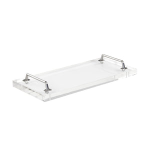 Zentique John Acrylic Serving Board - Stylish 18x8 Inch Entertaining Essential With Chic Design & Durability Clear Acrylic,Nickel Hardware Acrylic,Nickel Arc- Sboard 8x18x1