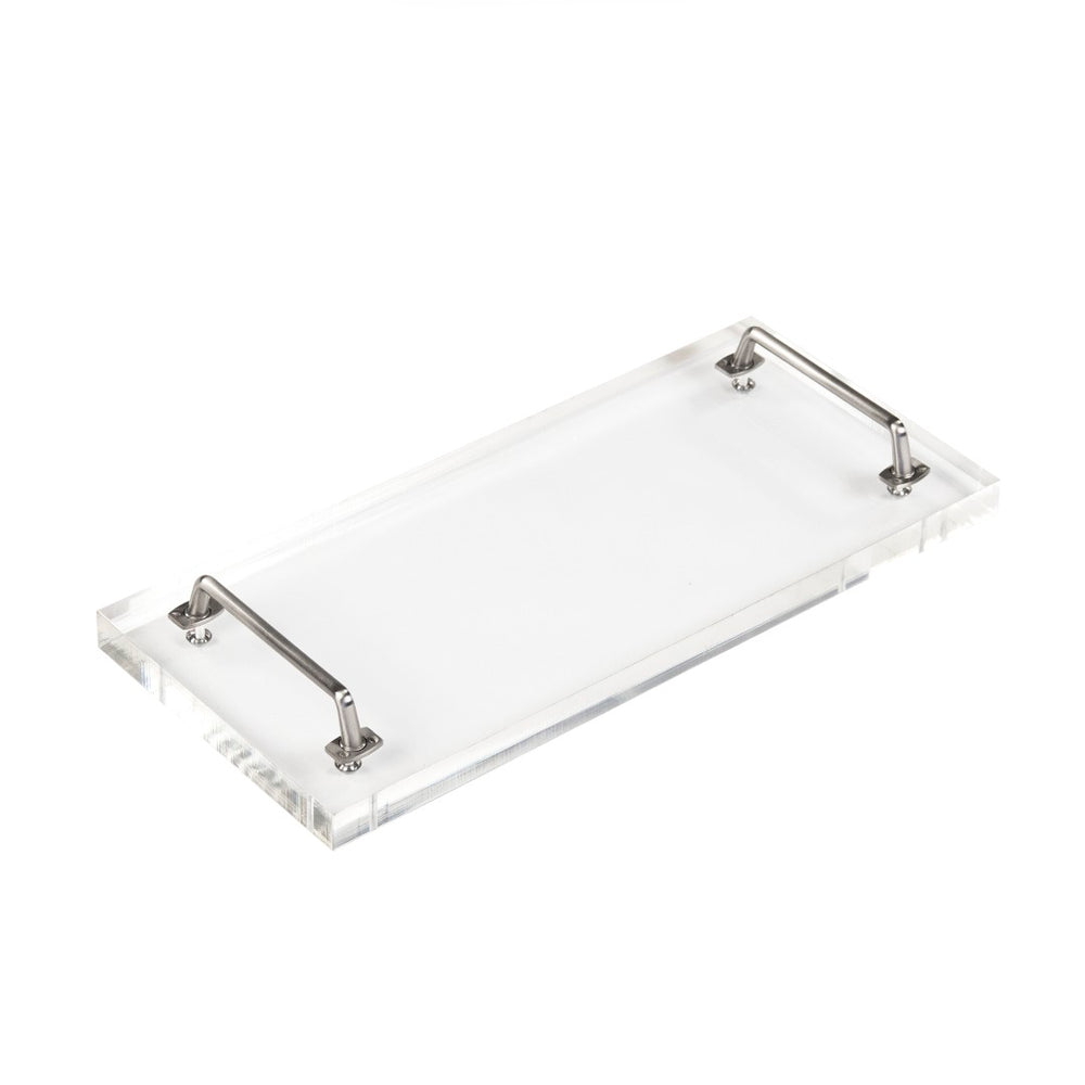 Zentique John Acrylic Serving Board - Stylish 18x8 Inch Entertaining Essential With Chic Design & Durability Clear Acrylic,Nickel Hardware Acrylic,Nickel Arc- Sboard 8x18x1