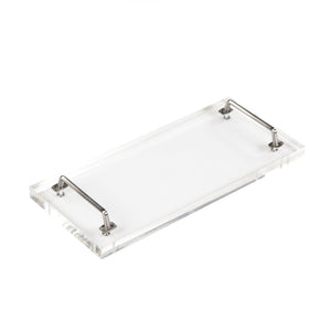 Zentique John Acrylic Serving Board - Stylish 18x8 Inch Entertaining Essential With Chic Design & Durability Clear Acrylic,Nickel Hardware Acrylic,Nickel Arc- Sboard 8x18x1