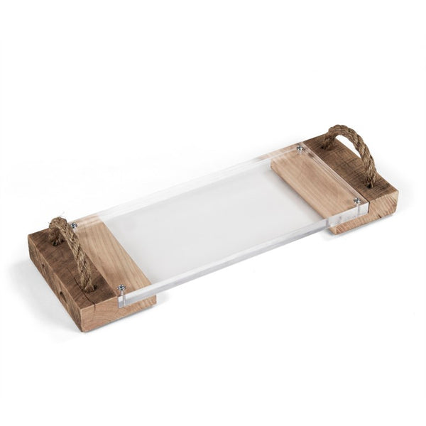 Zentique Matthew Acrylic Serving Board – Clear Acrylic Top with Warm Wood Base, Durable USA-Made Charcuterie Tray ARC- Sboard 23x8