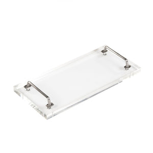 Zentique John Acrylic Serving Board with Polished Nickel Trim — 18x8 Clear Acrylic Tray, Shatter-Resistant Elegance ARC- Sboard 8x18x1