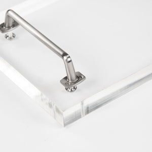 Zentique John Acrylic Serving Board with Polished Nickel Trim — 18x8 Clear Acrylic Tray, Shatter-Resistant Elegance ARC- Sboard 8x18x1